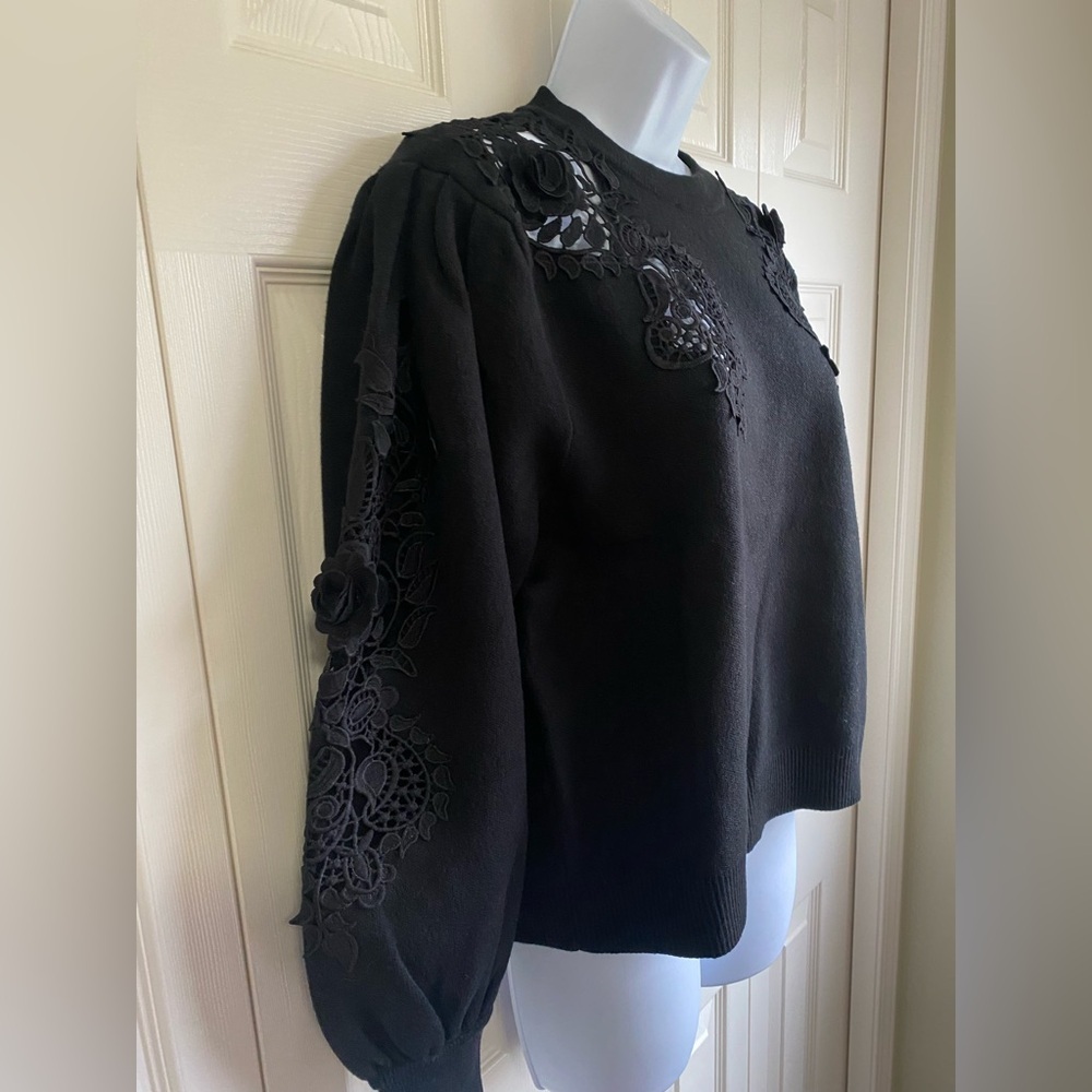 New Farm Rio embroidered details jumper Black Lace Cutout - Picture 6 of 12